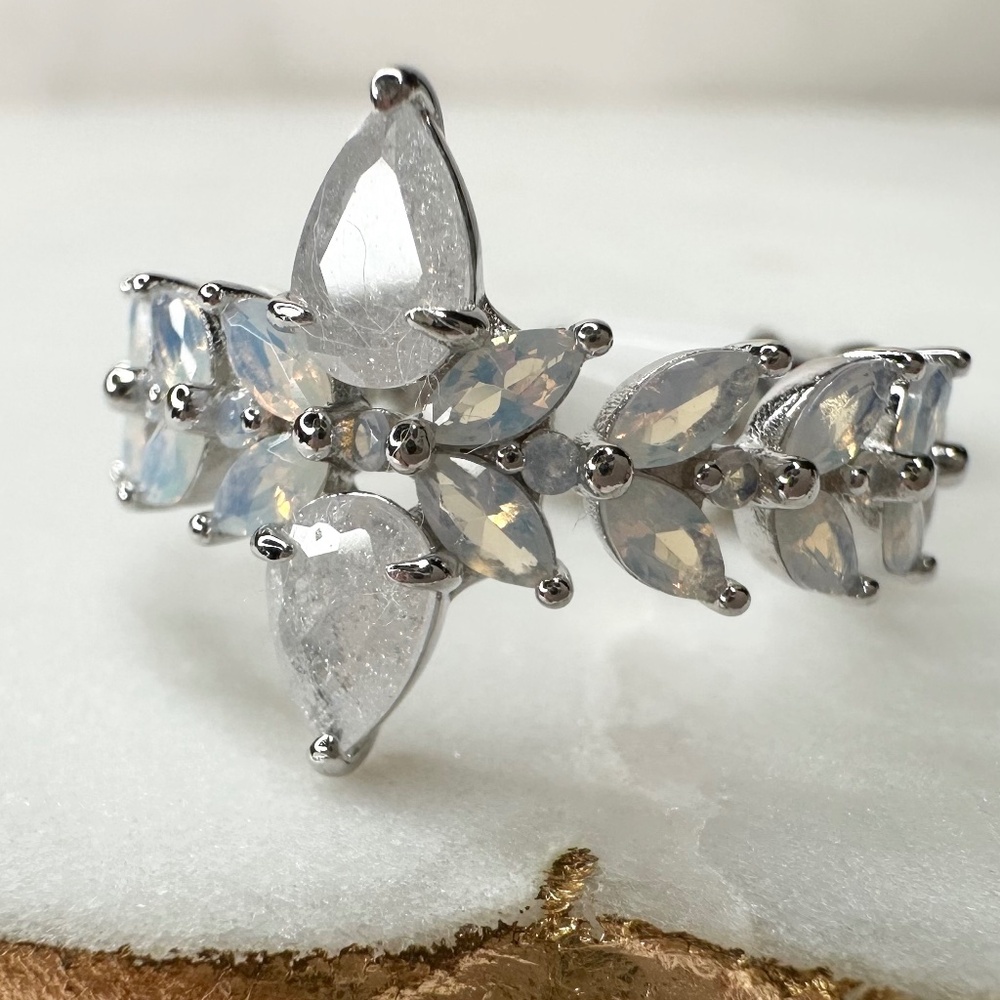 Bomb Party Twice As Nice Sterling Silver Ice Crystal Ring Size 9 NWT RBP7456